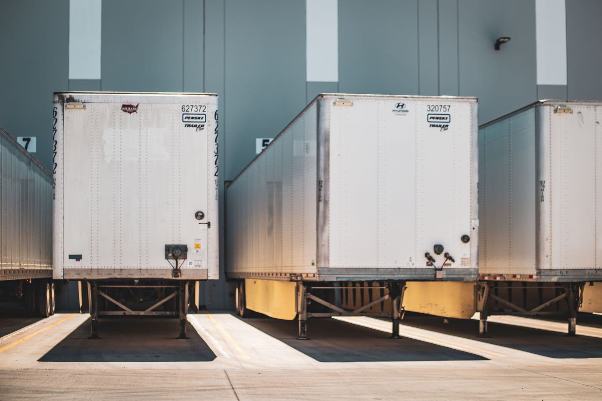 Freight trailers at a commercial loading dock